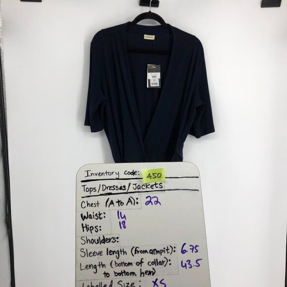 NWT  Malene Birger Night Blue Short sleeve V-Neck Qizi Midi Wrap Dress Size XS - Picture 16 of 16